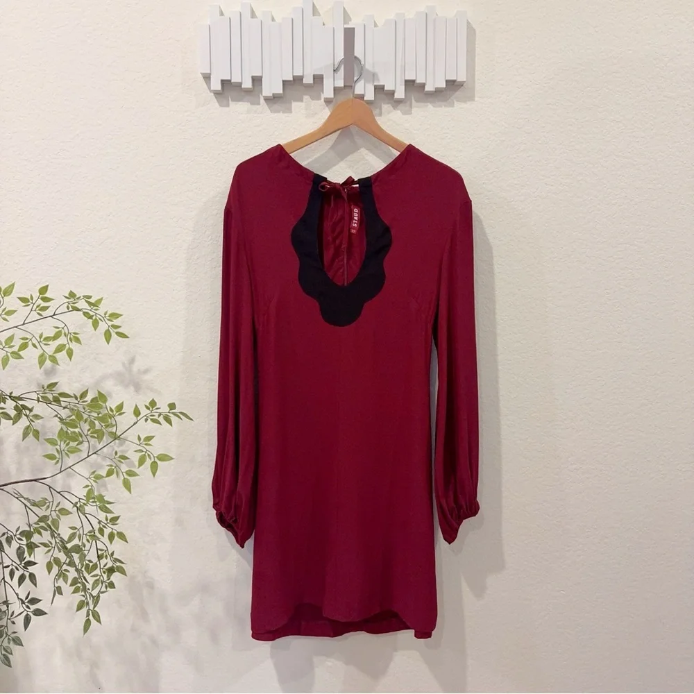 Staud Wine Mini Dress with Black Accents Size XS NWOT - Picture 2 of 6